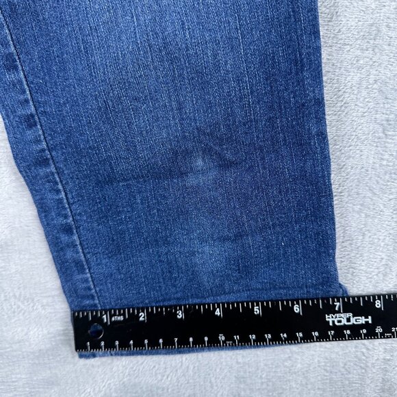 NYDJ Crop Jeans Womens Size 4P Mid Rise Medium Wash Ankle Slit Blue - Picture 9 of 12